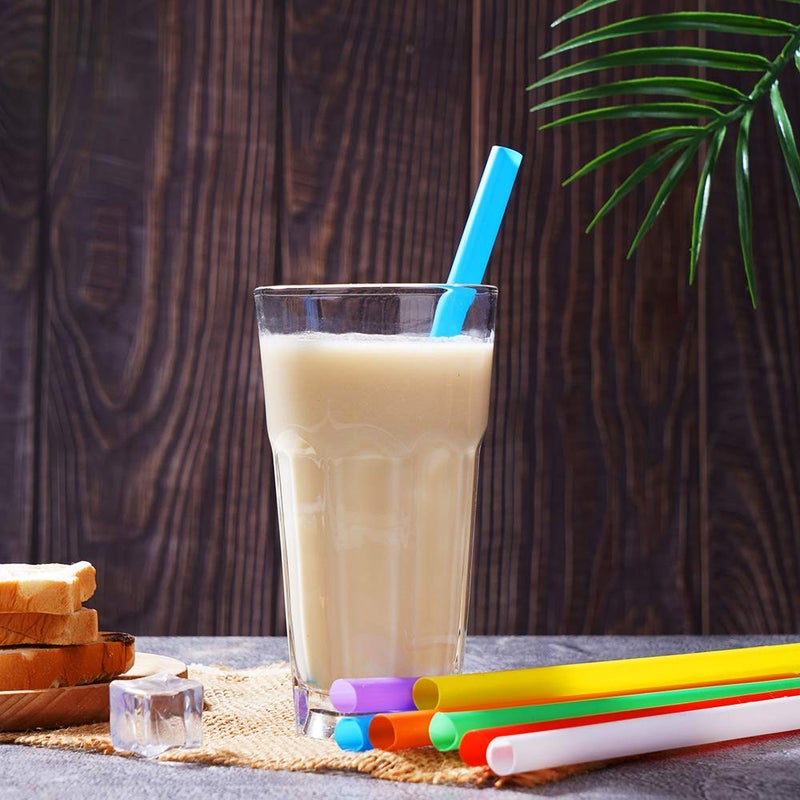CVNDKN 200 PCS Jumbo Smoothie Straws,Colorful Disposable Plastic Large Wide-mouthed Milkshake Straw (0.43" Diameter and 8.2" long) 8 colors mixed - Image 4